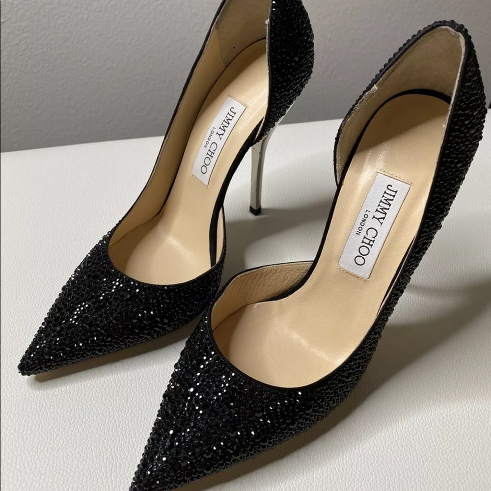 Jimmy Choo Whistler Swarovski Black Heels shoes